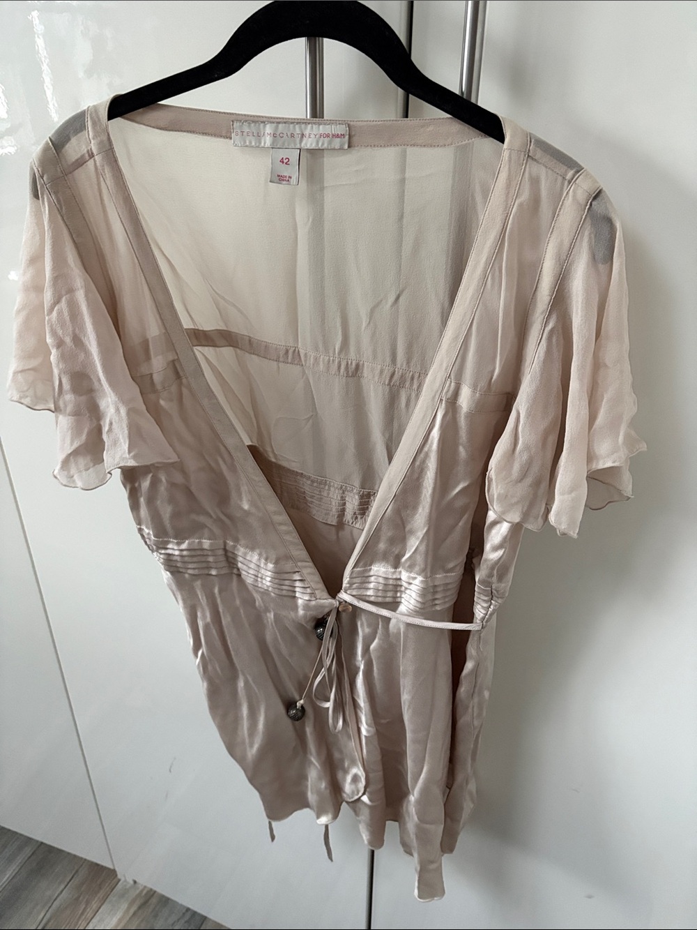 Stella McCartney for H&M Silk Wrap Top Pale Blush 42 Small